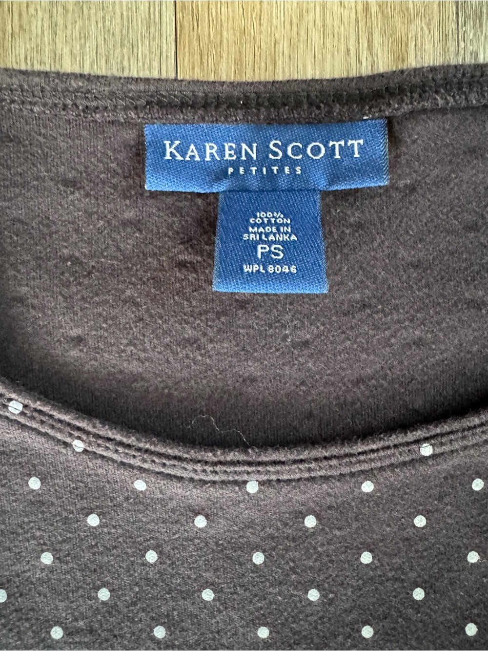 Karen Scott Black Tee with White Dot Print - Picture 3 of 4
